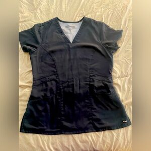 Used dark gray Grey’s Anatomy Barco scrub top, M.